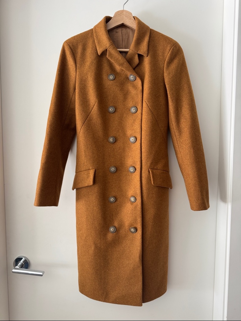 Aritzia Style Wool Cashmere Blend Camel Coat Double Breasted XS